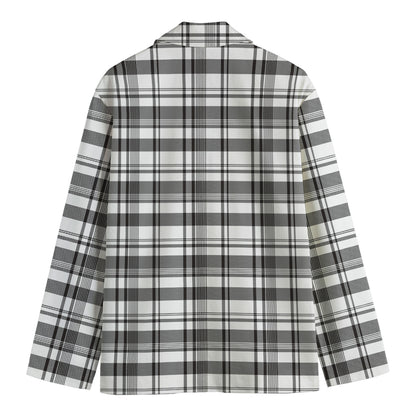 Black And White Madras Pattern Print Men's Blazer