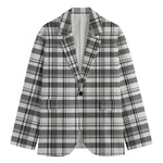 Black And White Madras Pattern Print Men's Cotton Blazer