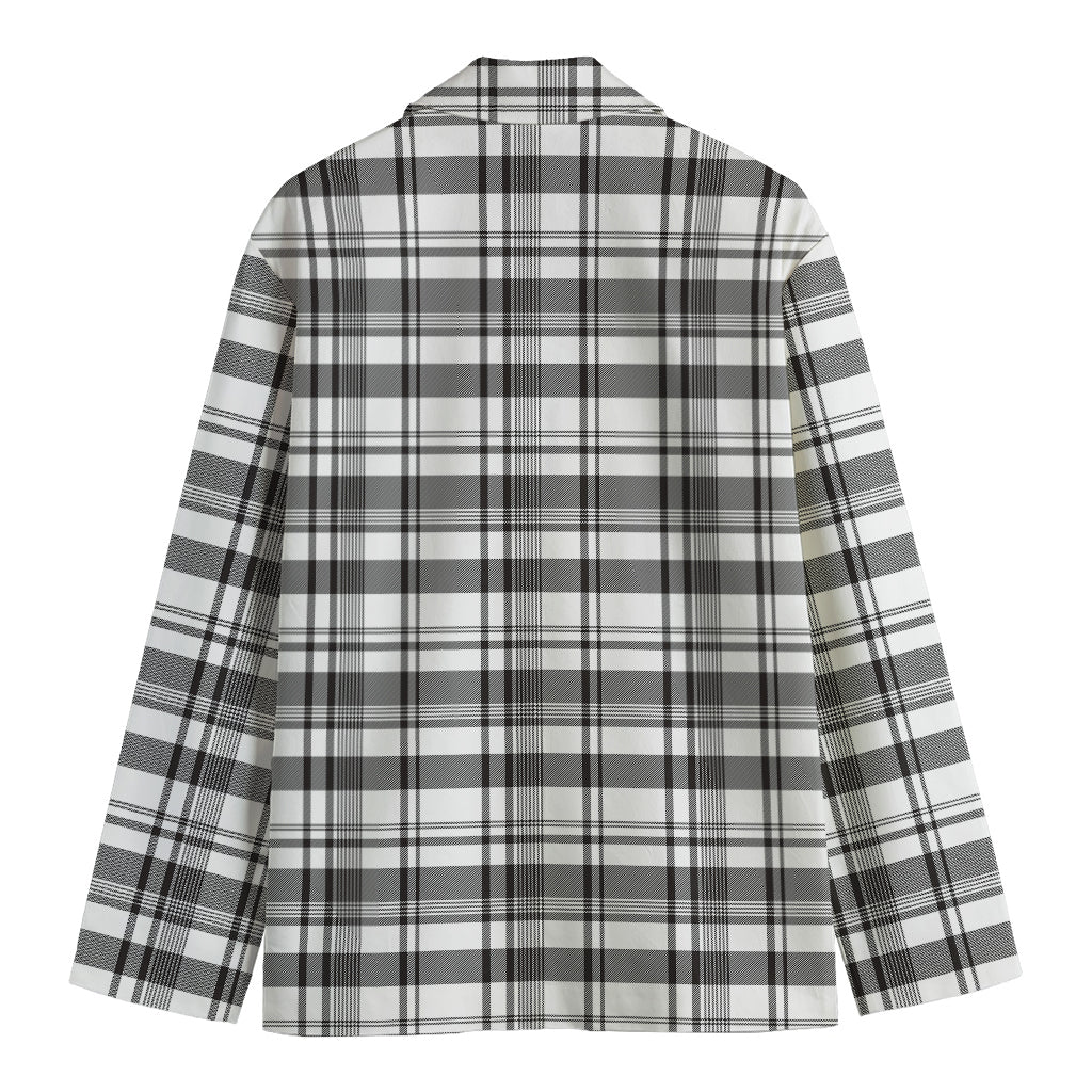 Black And White Madras Pattern Print Men's Cotton Blazer