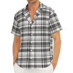 Black And White Madras Pattern Print Men's Deep V-Neck Shirt