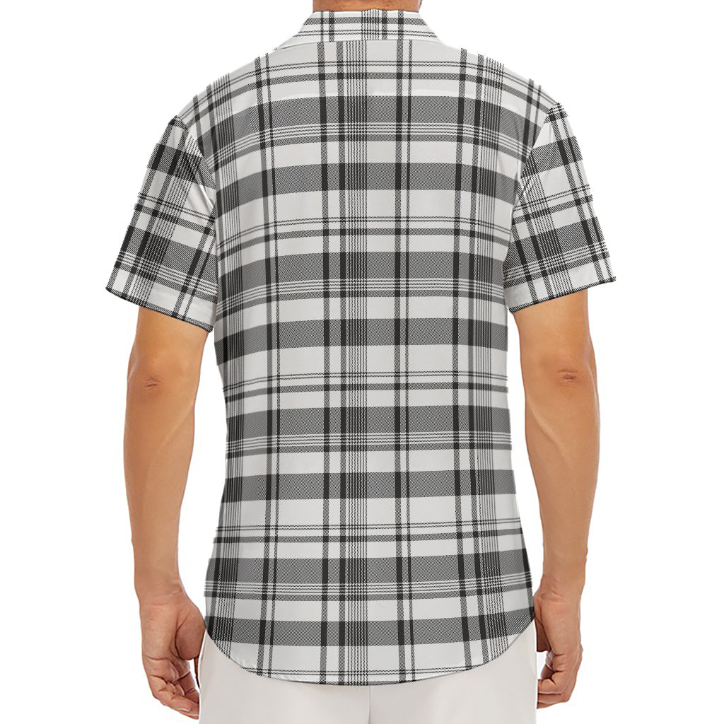 Black And White Madras Pattern Print Men's Deep V-Neck Shirt