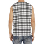 Black And White Madras Pattern Print Men's Fitness Tank Top