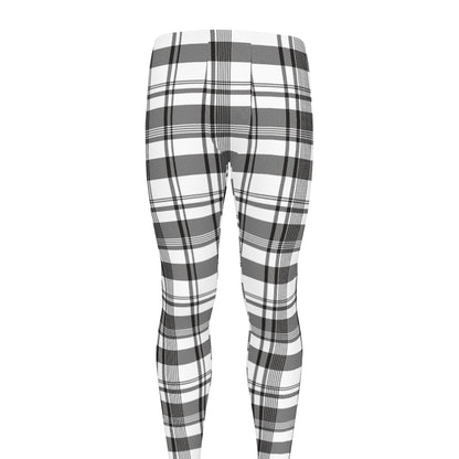Black And White Madras Pattern Print Men's leggings