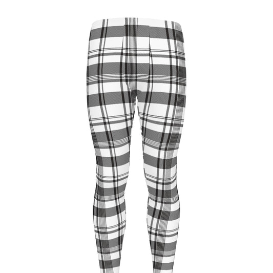 Black And White Madras Pattern Print Men's leggings