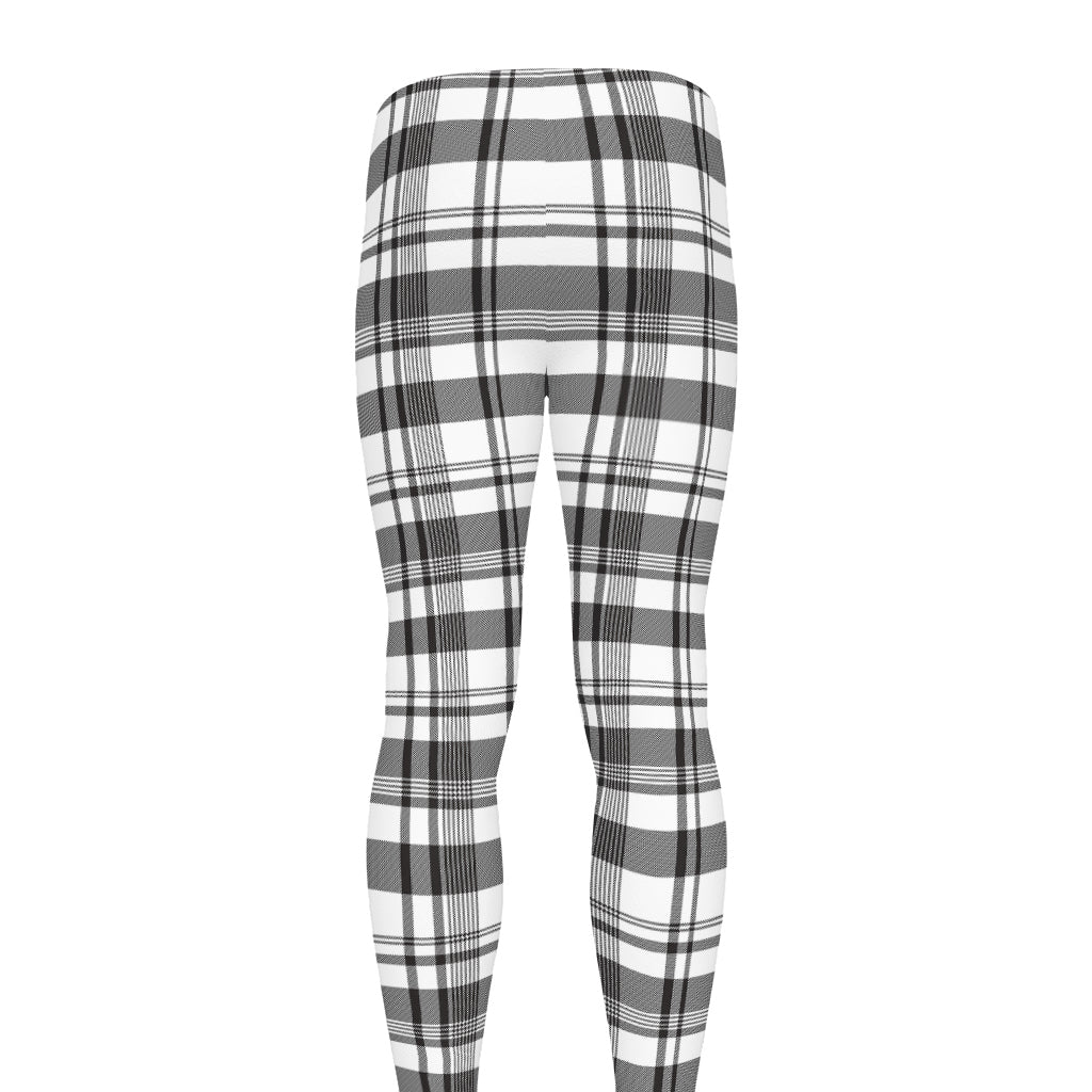 Black And White Madras Pattern Print Men's leggings