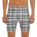 Black And White Madras Pattern Print Men's Long Boxer Briefs