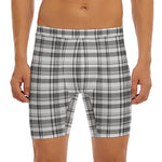 Black And White Madras Pattern Print Men's Long Boxer Briefs
