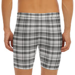 Black And White Madras Pattern Print Men's Long Boxer Briefs