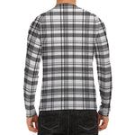 Black And White Madras Pattern Print Men's Long Sleeve Rash Guard