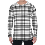 Black And White Madras Pattern Print Men's Long Sleeve T-Shirt