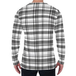 Black And White Madras Pattern Print Men's Long Sleeve T-Shirt