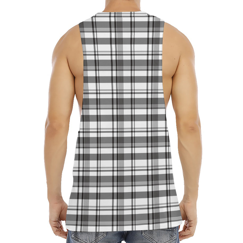 Black And White Madras Pattern Print Men's Muscle Tank Top