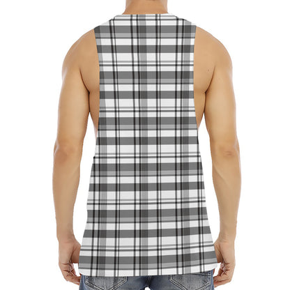Black And White Madras Pattern Print Men's Muscle Tank Top