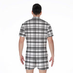 Black And White Madras Pattern Print Men's Rompers