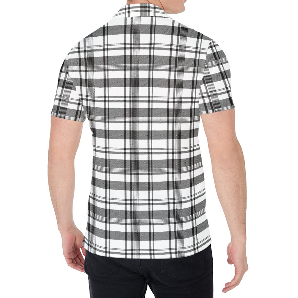Black And White Madras Pattern Print Men's Shirt