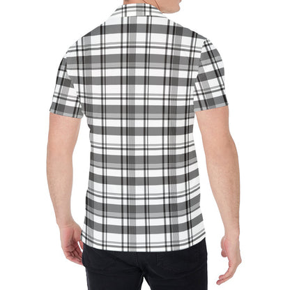 Black And White Madras Pattern Print Men's Shirt