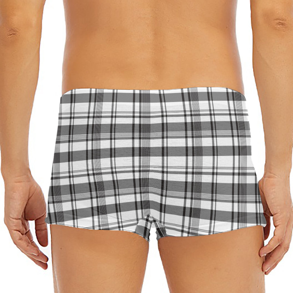 Black And White Madras Pattern Print Men's Short Boxer Briefs