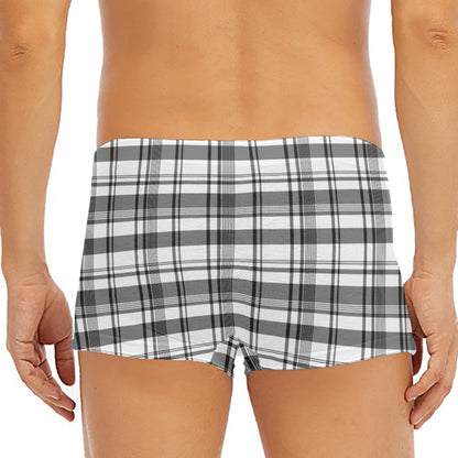 Black And White Madras Pattern Print Men's Short Boxer Briefs