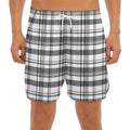 Black And White Madras Pattern Print Men's Split Running Shorts