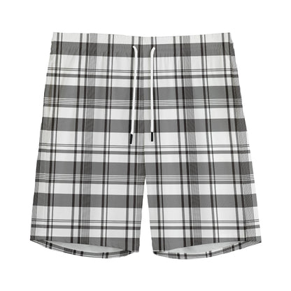 Black And White Madras Pattern Print Men's Sports Shorts