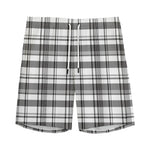 Black And White Madras Pattern Print Men's Sports Shorts