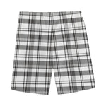 Black And White Madras Pattern Print Men's Sports Shorts