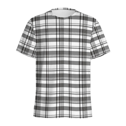 Black And White Madras Pattern Print Men's Sports T-Shirt