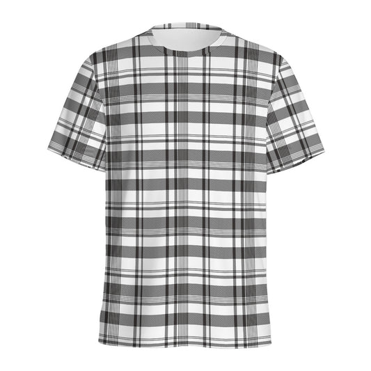 Black And White Madras Pattern Print Men's Sports T-Shirt
