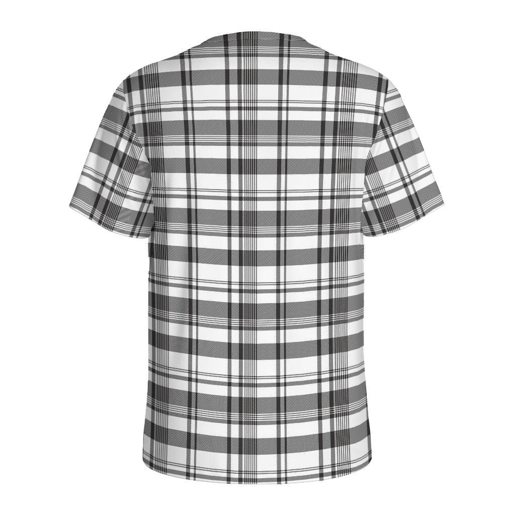 Black And White Madras Pattern Print Men's Sports T-Shirt
