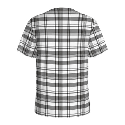 Black And White Madras Pattern Print Men's Sports T-Shirt