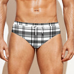 Black And White Madras Pattern Print Men's Swim Briefs