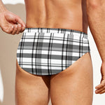 Black And White Madras Pattern Print Men's Swim Briefs