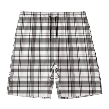 Black And White Madras Pattern Print Men's Swim Trunks
