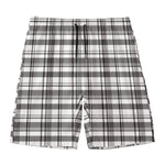 Black And White Madras Pattern Print Men's Swim Trunks