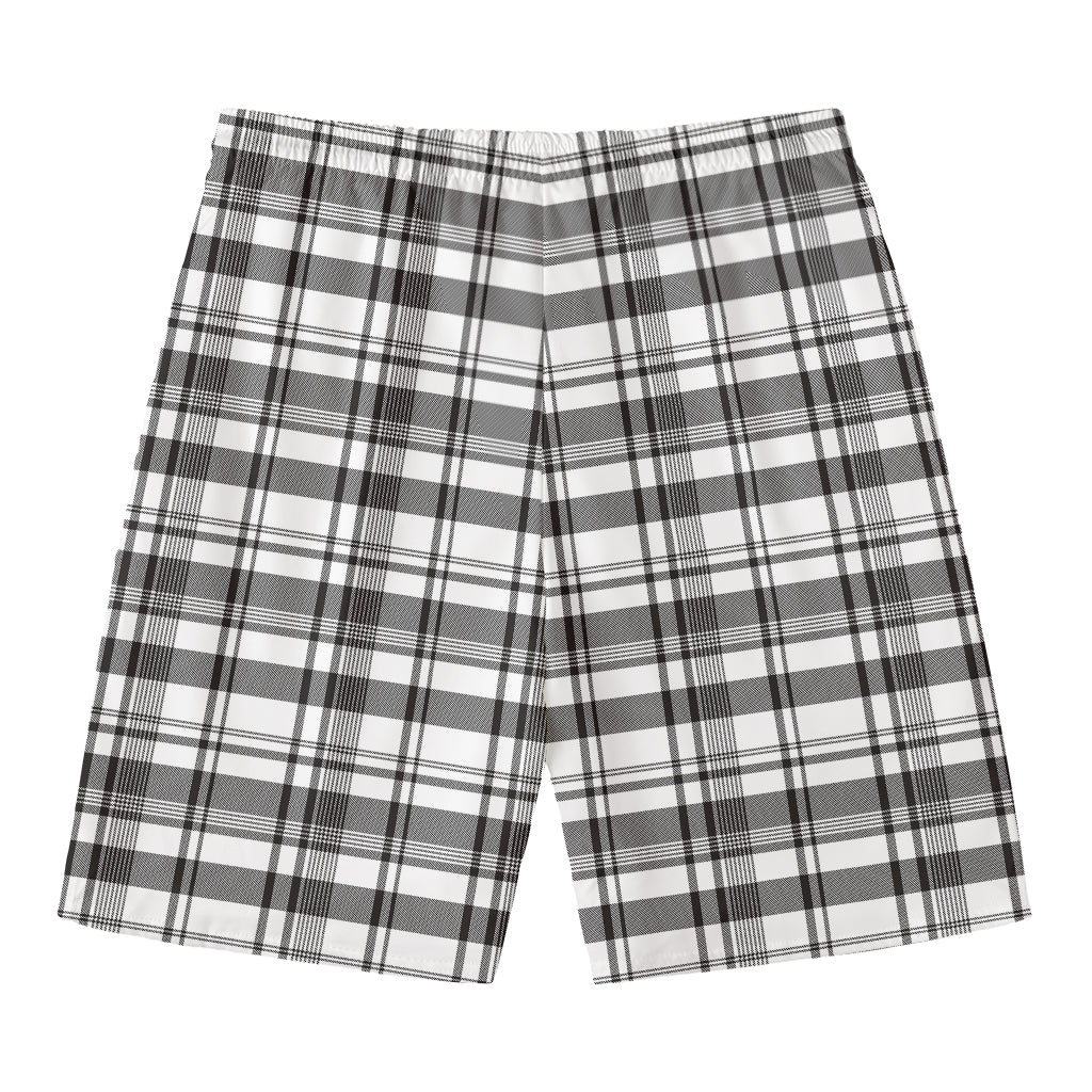 Black And White Madras Pattern Print Men's Swim Trunks