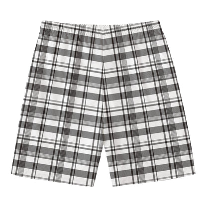 Black And White Madras Pattern Print Men's Swim Trunks