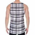 Black And White Madras Pattern Print Men's Velvet Tank Top