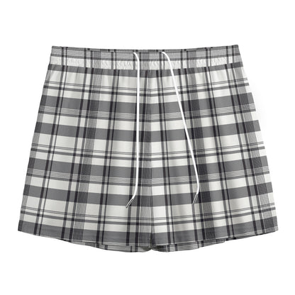 Black And White Madras Pattern Print Mesh Shorts