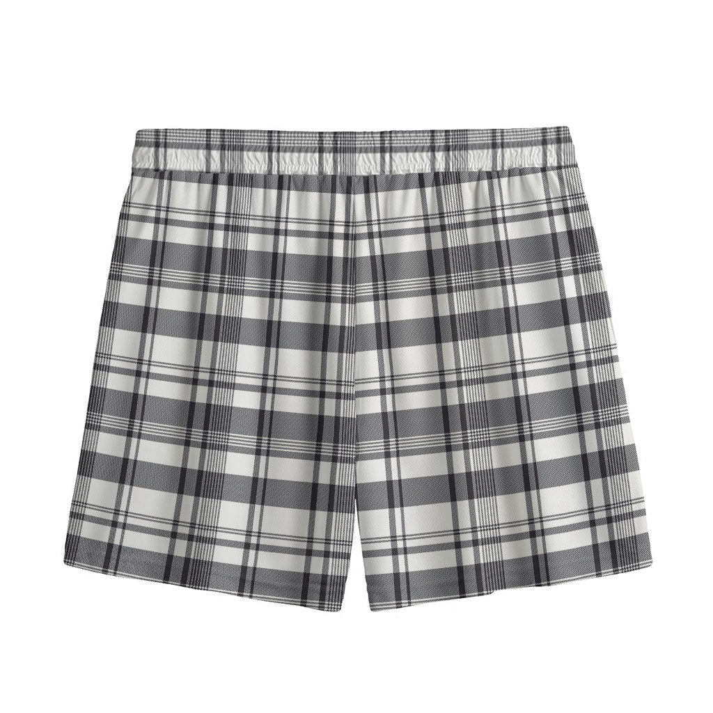 Black And White Madras Pattern Print Mesh Shorts