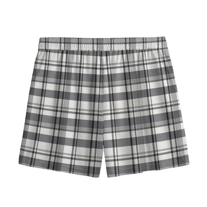 Black And White Madras Pattern Print Mesh Shorts
