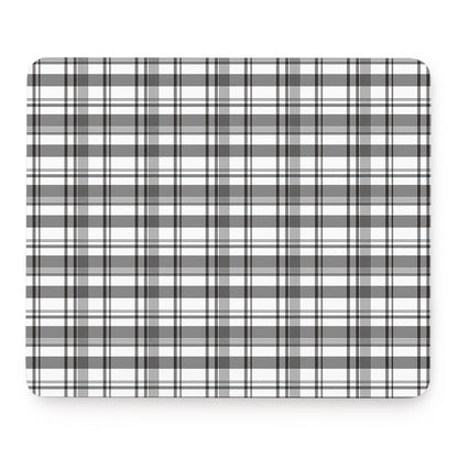 Black And White Madras Pattern Print Mouse Pad