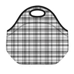 Black And White Madras Pattern Print Neoprene Lunch Bag