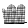 Black And White Madras Pattern Print Oven Mitts