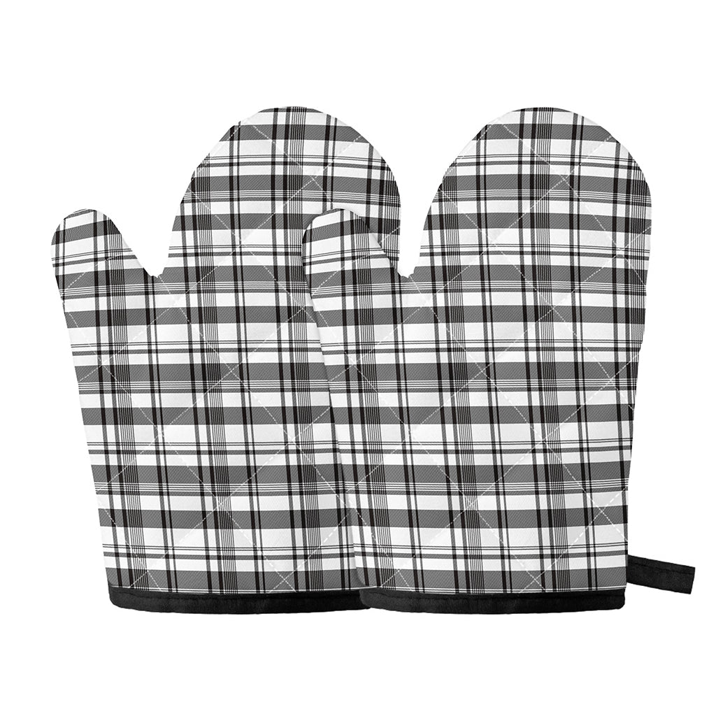 Black And White Madras Pattern Print Oven Mitts