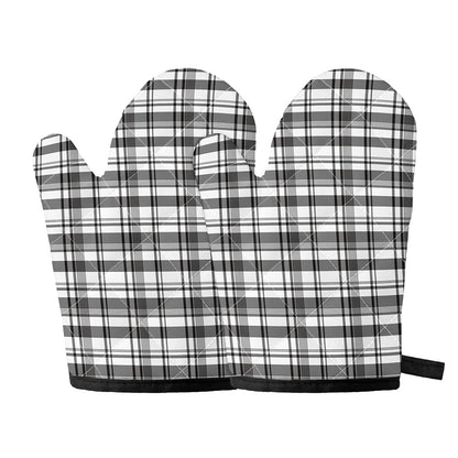 Black And White Madras Pattern Print Oven Mitts