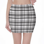 Black And White Madras Pattern Print Pencil Mini Skirt