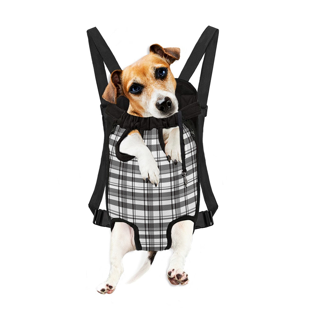 Black And White Madras Pattern Print Pet Carrier Backpack
