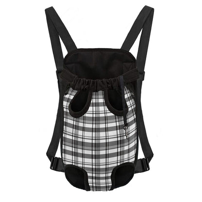 Black And White Madras Pattern Print Pet Carrier Backpack