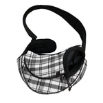 Black And White Madras Pattern Print Pet Sling Carrier