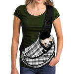 Black And White Madras Pattern Print Pet Sling Carrier